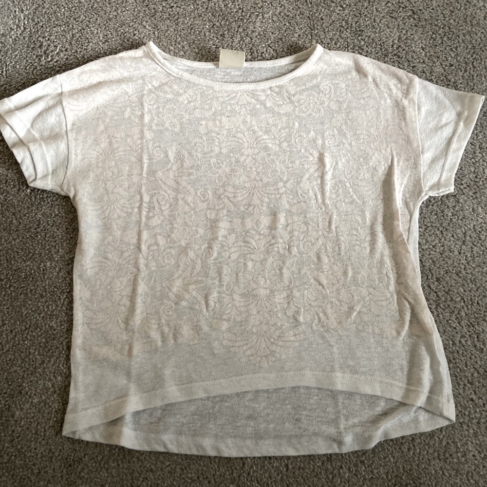 Zara Girls White Patterned Tee